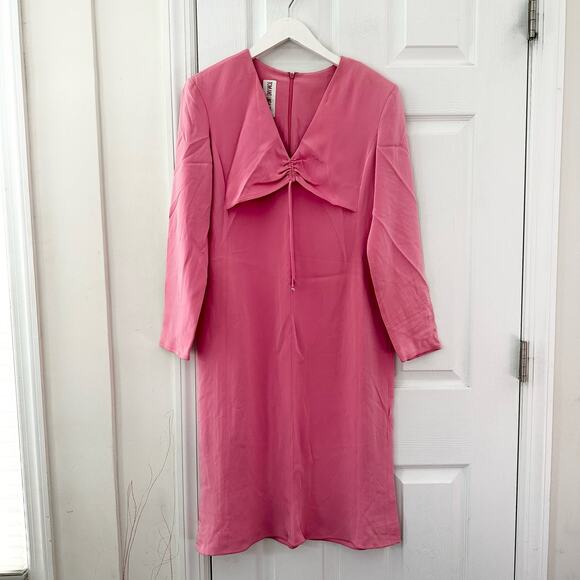 Tom And Linda Platt Vintage Barbie Pink CInched Chest V Neck Sheath Dress 10 - Picture 1 of 10